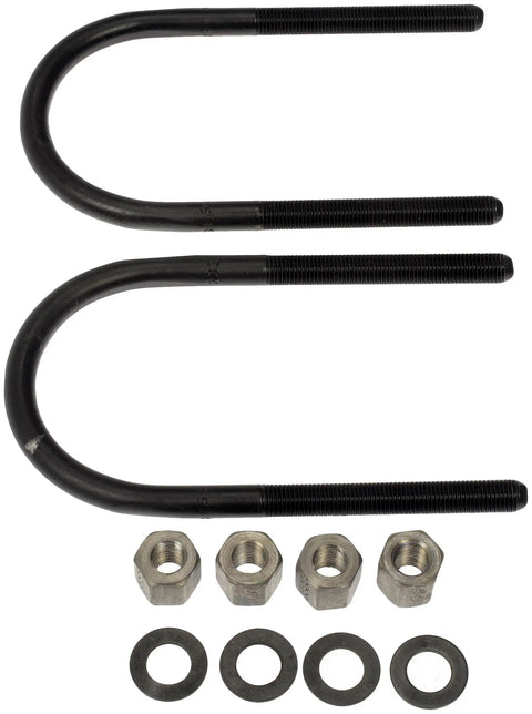 Rear Leaf Spring U-Bolt Kit For Jeep Models And Select SUVs, including bolts and washers, laid flat on a white background