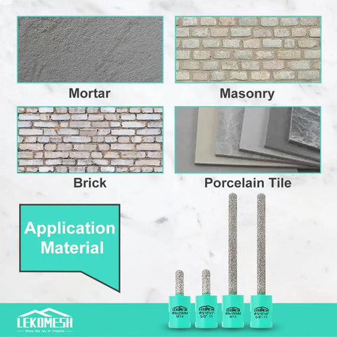 Diamond Masonry Bit for Mortar Removal and Tuck Pointing, 5/16 Inch Diameter by 1 Inch Length with application materials