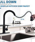HOMELODY LED Temperature Display Black Kitchen Faucet with Pull Down Sprayer - Matte Black Single Handle Kitchen Sink Faucet, High Arc 304 Stainless Steel Design in use with pot.