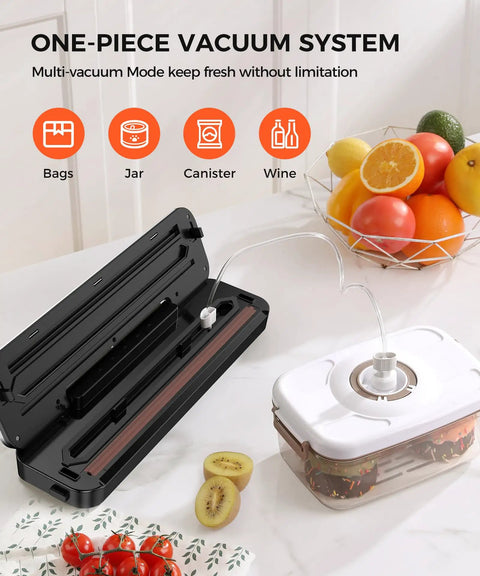 Vacuum Sealer Machine 75KPa With 6-In-1 Dry And Moist Modes Digital Timer Built-In Cutter And External Vac For Jars in use