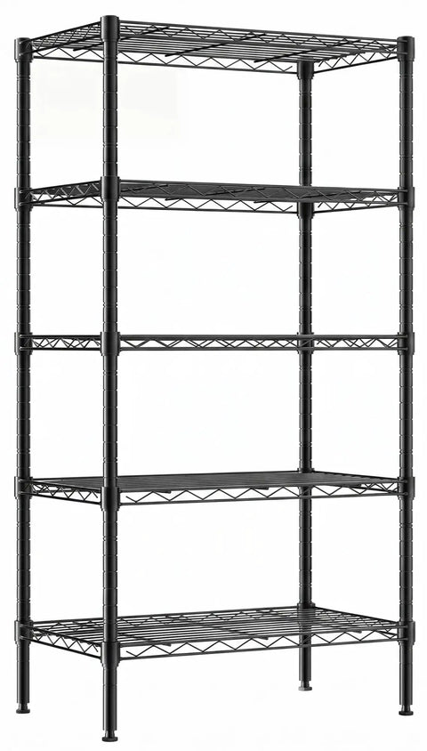 Built Like A Brick 4 Tier Wire Shelving Unit With Locking Heavy Duty Casters And Adjustable Metal Shelves, black, freestanding storage rack