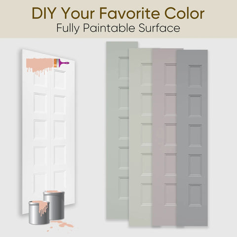 36 X 84 Inch White Primed Five Panel Bifold Barn Door Ready To Paint shown with paint options for customization.