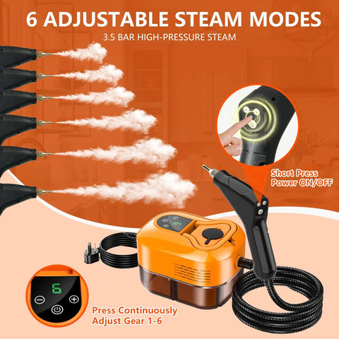 Heavy Duty Handheld Steam Cleaner For Home And Car 1500W features 6 steam modes and high-pressure output for efficient cleaning.