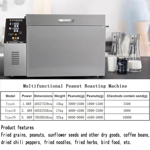 Straight Up Heavy Duty Commercial Electric Nut Roaster With Digital Temperature And Timer Controls For Coffee Beans Peanuts Almonds_cashews And Chestnuts Kicking Up Bold Flavor, stainless steel design, multifunctional use