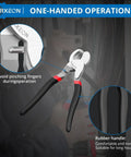 10 Inch High Leverage Cable Cutter Pliers Knock Out Thick Wires Like A Pro With 55 Steel Construction And Heat Treated Blades for one-handed use.