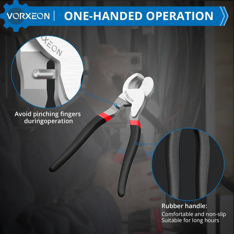 10 Inch High Leverage Cable Cutter Pliers Knock Out Thick Wires Like A Pro With 55 Steel Construction And Heat Treated Blades for one-handed use.