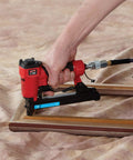 Oil Free Pneumatic Staple Gun For Wood Upholstery Carpet And Wire Fencing Fits One Quarter Inch Through Nine Sixteenth Inch Staples in use