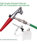Zero Hassle Textile Braided Airbrush Hose Three Meter Long Kink Free Flexible Pneumatic Airline Tubing with standard fittings.