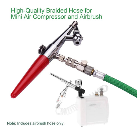 Zero Hassle Textile Braided Airbrush Hose Three Meter Long Kink Free Flexible Pneumatic Airline Tubing with standard fittings.