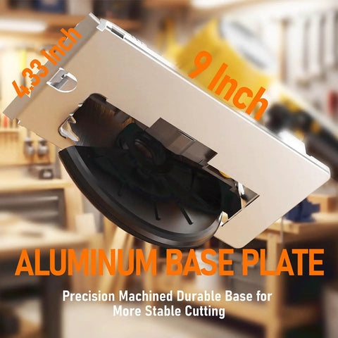 Heavy Duty Cordless Circular Saw With Slick 6 Inch Blade Compatible With Dewalt 20V Max System No Battery Included Portable Case And Precision Guide for Aluminum base plate at 9 inch for stable cutting.