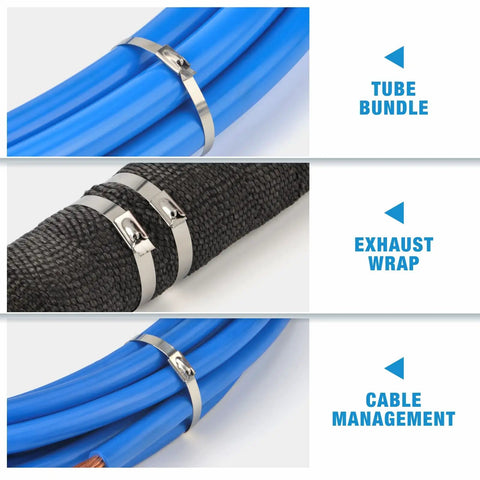 Stainless Steel Cable Tie Gun Kit For Heavy Duty Cabling Up To 12mm Wide With 100 Stainless Zip Ties And Quick Trim On tubes and wraps