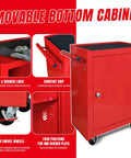 Movable bottom cabinet with features of the Rolling Garage Tool Organizer With Detachable 3 Drawer Chest and large storage cabinet.