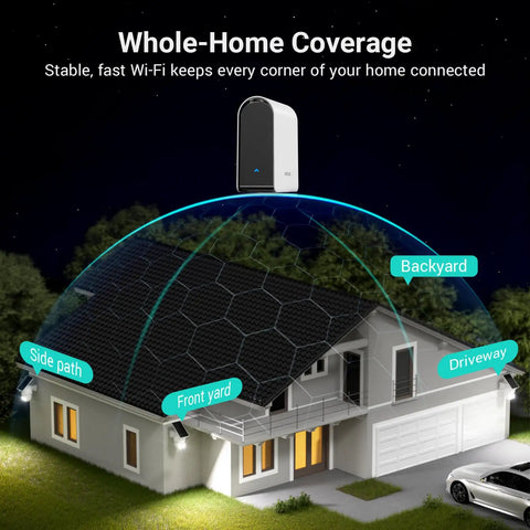 Wireless Outdoor Home Security System With Four Cameras No Monthly Fees Solar Powered Long Local Storage on house