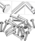 Close-up of 20 Piece Clevis Pin Set with flat and round pins, single hole design, for heavy duty machinery and DIY furniture hardware kit.