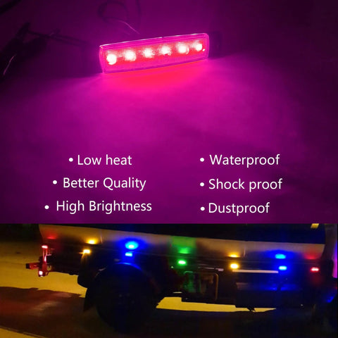 Purple LED Rock Lights 10 Pack Underglow Lighting Kit illuminating undervehicle with multiple colors, showing features like waterproof