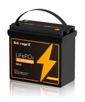 Compact 12V 100Ah LiFePO4 Battery With Built In 100A Smart BMS And Low Temp Protection, black case with carry handle
