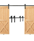 8 Ft Double Door Sliding Barn Door Hardware Kit With Quiet I Shaped Rollers Beefed Up Heavy Duty Steel Tracks That Can Handle Up To 330 Lbs Fits Doors 3.7 To 4.3 Ft Wide And 1.3 To 1.8 In Thick Easy Install Durable Mounting Hardware Included
