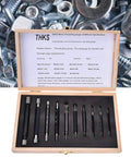 10 Piece Thread Plug Gauge Set With Double End Through Stop For Metric Thread Inspection in wooden storage case