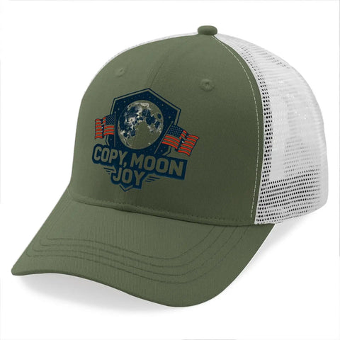 Full Moon USA Flag Statement Hat For Men Trucker Cap Army Green Dope Cool Breathable Baseball Cap With Vent Holes And Comfortable Fit