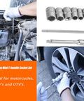 Portable Folding Mini T-Handle Socket Set One Quarter Inch Drive Tool Kit For Motorcycle ATV UTV Maintenance