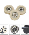 Three Piece 38.5x11mm Spiral Bevel Gear Set For 36 Tooth E Bike Hub Motors, Replacement Planetary Gears For Bafang Compatible Electric Bike Gearbox Repair Parts, Ready Spare Kit For DIY Maintenance showing three ivory gears.