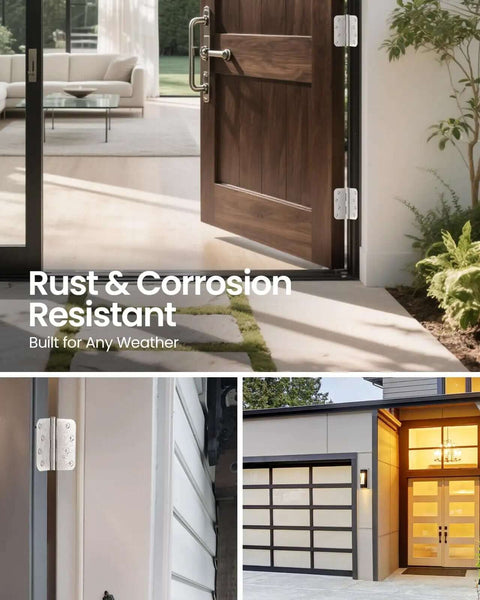 4 Inch Door Hinges 3 Pack Brushed Nickel Satin Finish Five Eighth Inch Radius Corners Heavy Duty 4x4 Interior Hinges in use on residential door