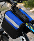 Large Bike Frame Bag 2L With Four Compartments, Water Resistant Frame Storage for Mountain Biking attached to bike frame