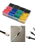 Top Quality Heat Shrink Tubing Kit With Assorted Sizes And Vibrant Colors For Superior Electrical Insulation Wire Repairs And Mechanical Protection Perfect For Electricians And DIYers Looking To Get Job Done Right Fast. assorted heat shrink tubing kit in storage box, black, red, blue, green, yellow