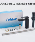 Matte Black Single Hole Bathroom Faucet With Overflow Pop Up Drain Modern Vanity Faucet With One Handle Water Saving Aerated Spout