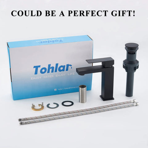 Matte Black Single Hole Bathroom Faucet With Overflow Pop Up Drain Modern Vanity Faucet With One Handle Water Saving Aerated Spout