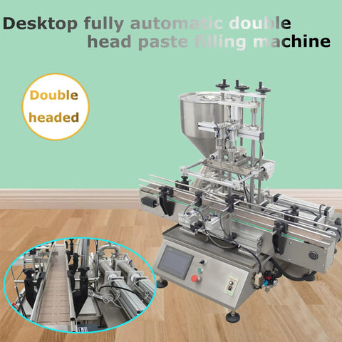 Heavy Duty Automatic Double Head Paste And Liquid Filling Machine With 100 To 1000 Ml Range And Drip Free 12 Mm Nozzle on a desktop