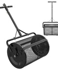 24 Inch Compost And Top Dressing Spreader For Lawns With Peat Moss Capabilities, Adjustable 3 Height Settings, 2 In 1 Push Or Tow Design