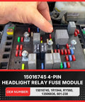 4 Pin Headlight Relay Fuse Module Replacement installed in fuse box for Chevy Trailblazer, GMC, Buick, Saab, Isuzu, Pontiac, Oldsmobile.