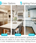 3 kitchen settings showing 4 Pack 4 Inch Square LED Flush Mount Ceiling Light Fixtures, 10W Dimmable, with 3 color temperatures.