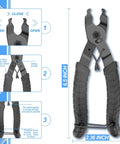 All In One Bike Chain Repair Kit With Link Plier Chain Breaker Wear Indicator And 3 Pairs Missing Links pliers close-up, 6.5 inch size