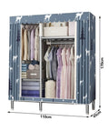 Hella Roomy Portable Canvas Wardrobe With Reinforced Steel Tubing And Full Hanging Rail Total Game Changer Cloth Closet Storage Rack, displaying clothes and linens, 110x45x170 cm.