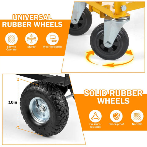 3-in-1 Convertible Hand Truck Dolly Cart With 10-Inch Pneumatic Wheels 1000 Lb Capacity Heavy Duty Hand Cart With Bungee Cords