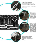 Large Size Tap And Die Set For DIYer And Home Mechanic, 23 Piece Rethreading Kit with Internal and External Threads in Tray