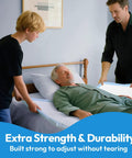 Two caregivers adjusting Extra Large Disposable Bed Pads 60 Pack 40 By 40 Inches Rock Solid Leakproof Incontinence Underpads on a bed.