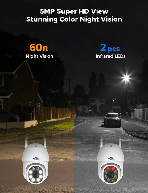 5MP Wireless Security Camera System With 8 Cameras Including PTZ And Bullet, 3TB HDD, color night vision demonstration