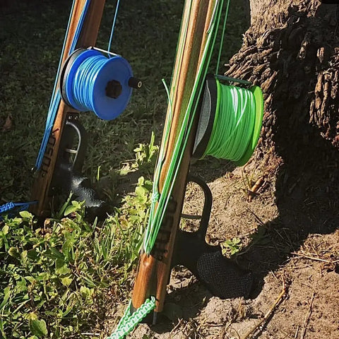 Spearguns with Beefy Double Jacketed 100 Percent UHMWPE Spearfishing Reel Line 1.9mm 175ft outdoor setup