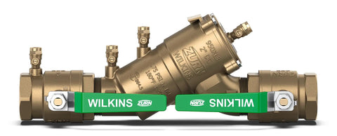 One Half Inch Compact Bronze Double Check Backflow Preventer Featuring Top Access Modularity And Stainless Steel Ball Valves for plumbing.