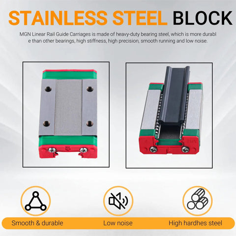 Stainless steel block of MGN9 Linear Rail Guide 400mm With MGN9 H Type Linear Bearing Sliding Block For CNC