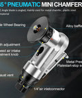 Abizarch Mini Pneumatic Chamfering Machine 30K RPM Air Beveler showing adjustable speed knob and C angle blade for metal work.