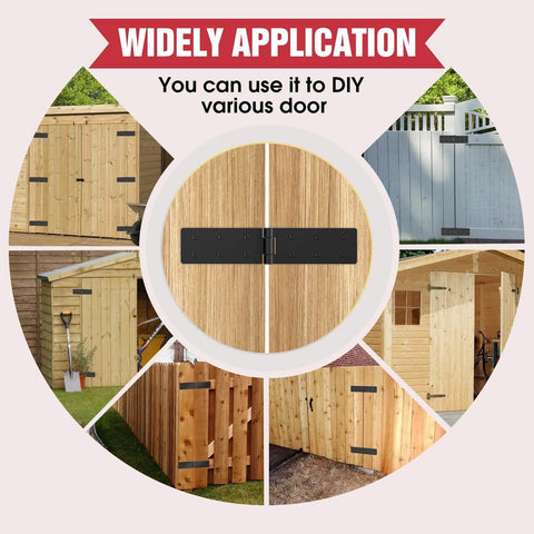 Heavy Duty Gate Hinges 270 Degree Adjustable Fold Flat For Wooden Fence Barn Door Shed Exterior Gates Pair Black applications