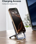 Foldable Aluminum Phone Stand For Desk Adjustable Viewing Angle Portable Travel Companion Premium Office Accessory