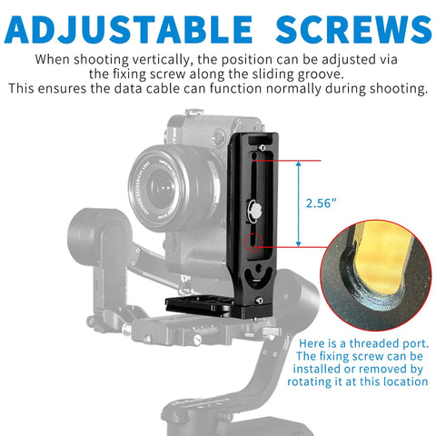 DSLR L Bracket Quick Release Plate With Vertical And Horizontal Switching Arca Compatible with camera on stabilizer.