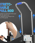 Heavy Duty Electric Stair Climbing Hand Truck With Powerful 1200 Watt Motor And Telescopic Handle, close-up of adjustable pull rod.