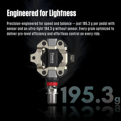 Assioma Pro MX1 Upgraded Single Sided Power Meter Pedals display with weight details and engineering focus on lightness