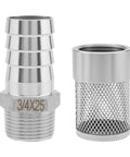 25mm Inlet Suction Strainer Mesh Filter For Garden Hose And Water Pipe Debris Removal 304 Stainless Steel, barbed fittings